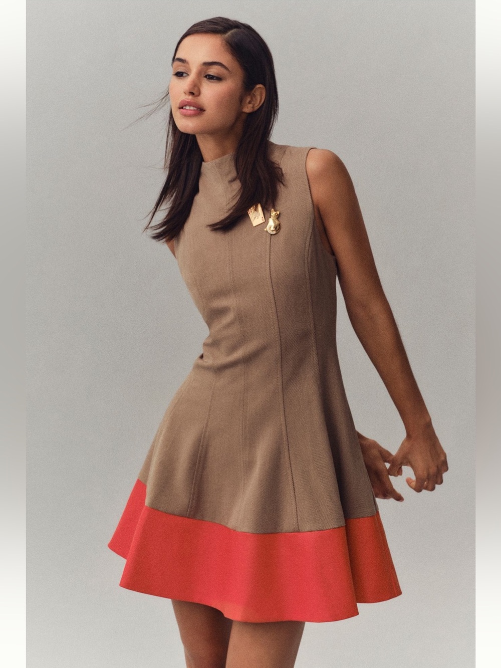Nwt mock neck leather insert mini dress anthro